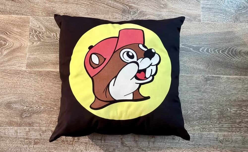 Buc-eeโs Gas Station Mascot 18โ Throw Pillow